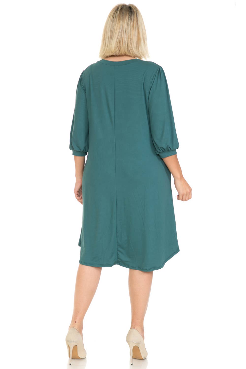 Plus Size Balloon Sleeve Midi Dress