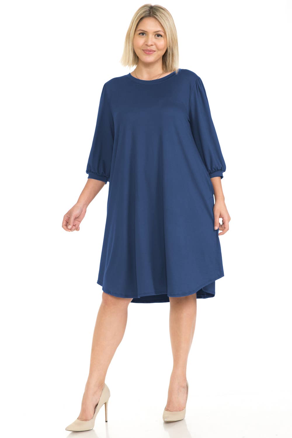 Plus Size Balloon Sleeve Midi Dress
