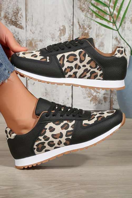 Black Casual Leopard Sneakers