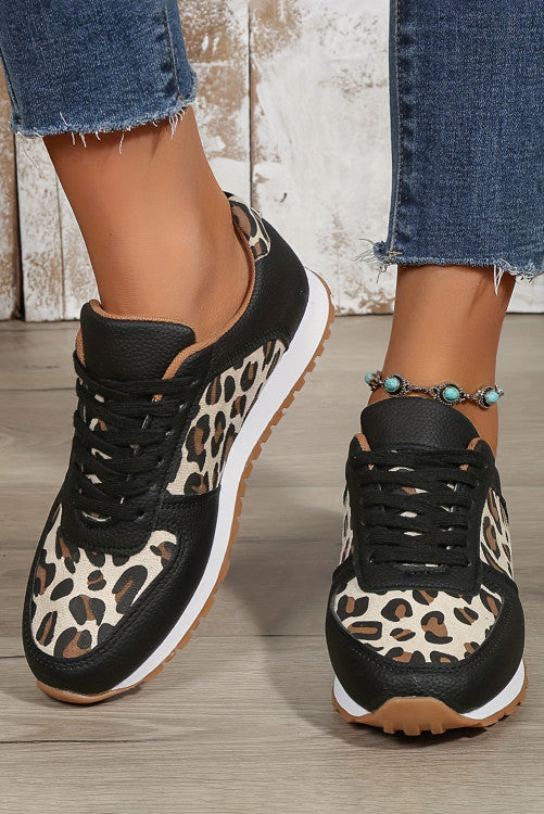 Black Casual Leopard Sneakers