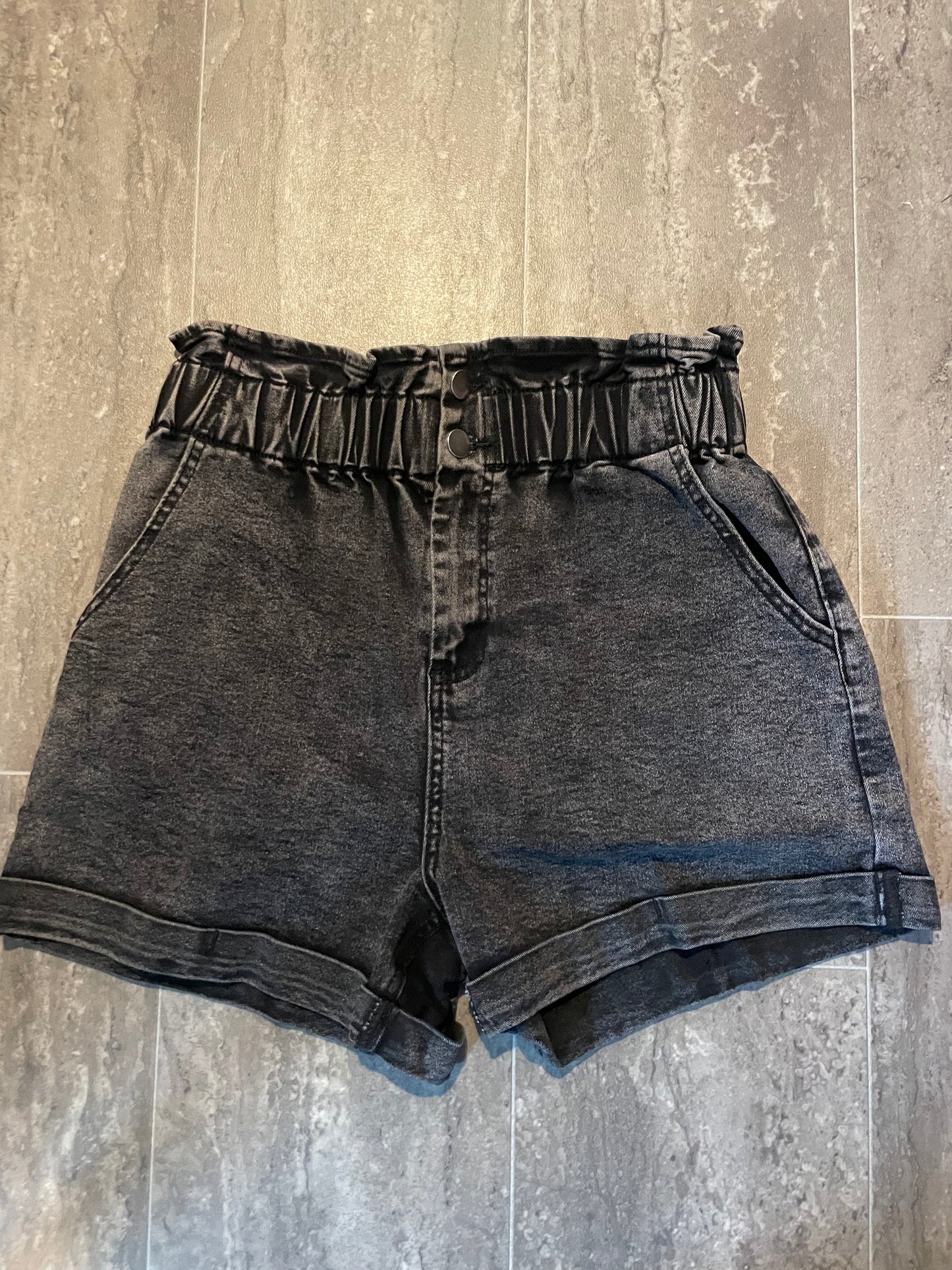 Black Vintage High Waist Denim Shorts