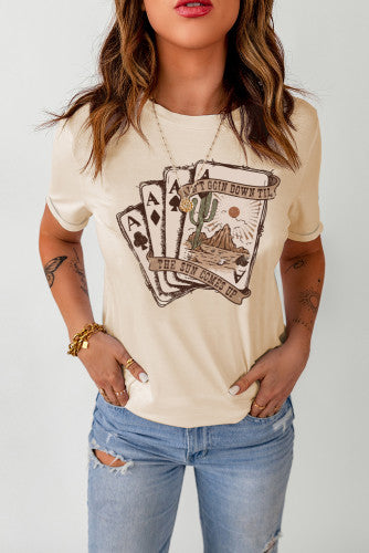 Khaki Western Poker Cards T shirt