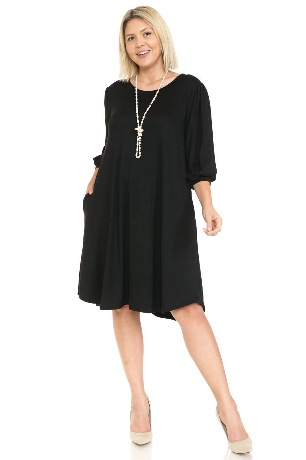 Plus Size Balloon Sleeve Midi Dress