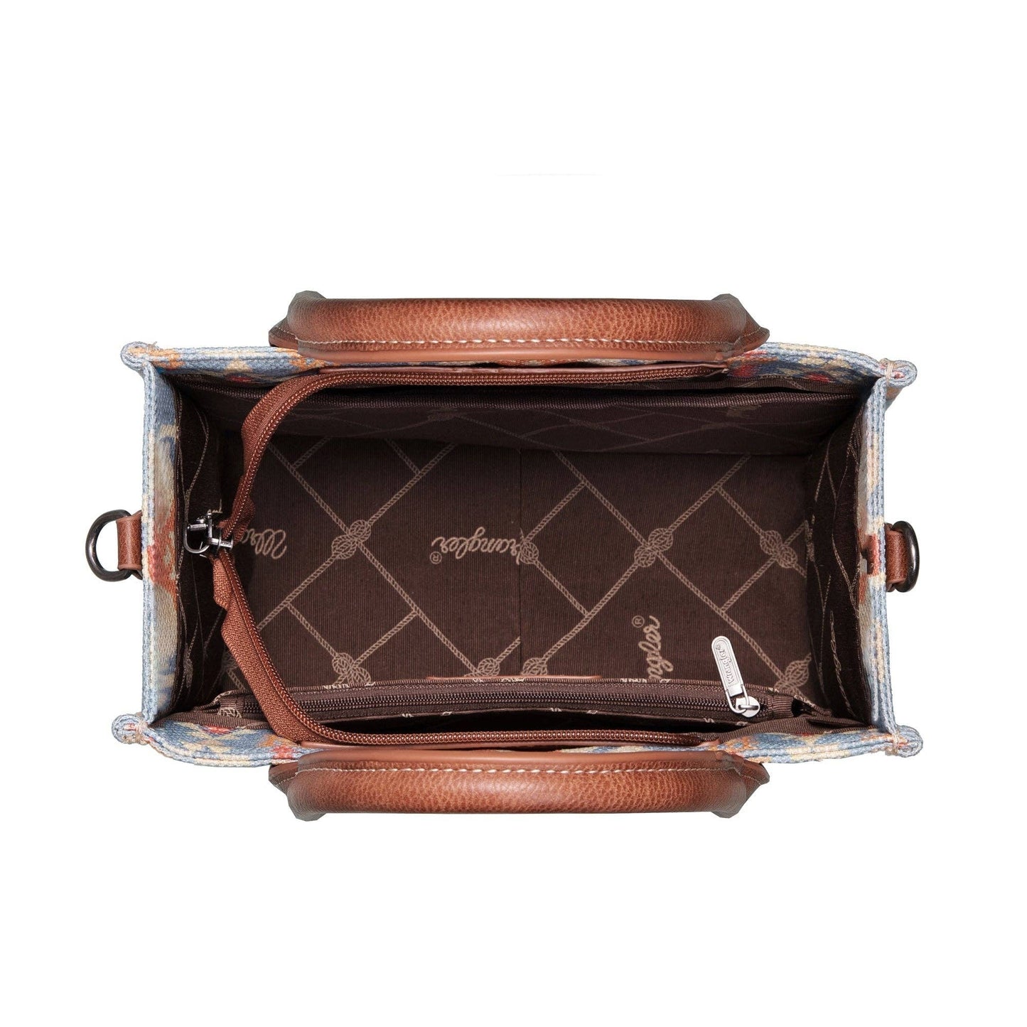 WG2202-8120S  Wrangler Southwestern  Print Small Canvas Tote/Crossbody - Coffee